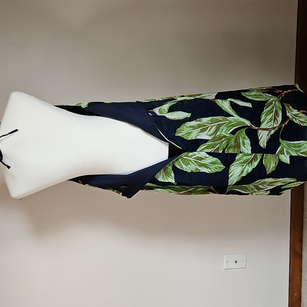 Ann Taylor Factory 14P Amalfi Palm Tropical Midi Halter Dress Cruise Resortwear - Picture 3 of 9